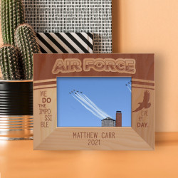 We Do The Impossible Eve Ry Day Personalized Wooden Frame-5" x 3 1/2" Brown Horizontal