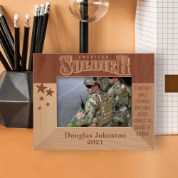 American Soldier Personalized Wooden Frame-5" x 3 1/2" Brown Horizontal