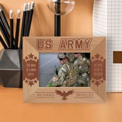 No Man Is A Man Until He Has Been A Soldier Personalized Wooden Frame-5" x 3 1/2" Brown Horizontal