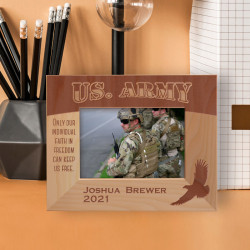 Only Our Individual Faith In Freedom Can Keep Us Free Personalized Wooden Frame-5" x 3 1/2" Brown Horizontal