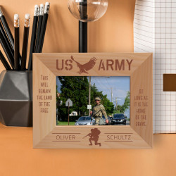 This Will Remain The Land Of The Free So Long As It Is The Home Of The Brave Personalized Wooden Frame-5" x 3 1/2" Brown Horizontal