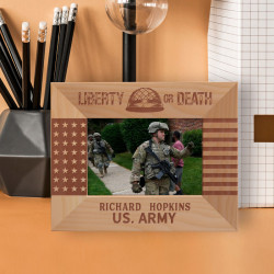 Liberty Or Death Personalized Wooden Frame-5" x 3 1/2" Brown Horizontal
