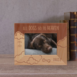 All Dogs Go To Heaven Personalized Wooden Frame-5" x 3 1/2" Brown Horizontal