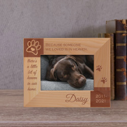 There's A Little Bit Of Heaven In Our Home Personalized Wooden Frame-5" x 3 1/2" Brown Horizontal