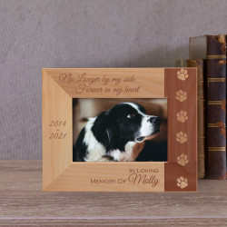 No Longer By My Side Forever In My Heart Personalized Wooden Frame-5" x 3 1/2" Brown Horizontal