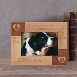 Personalized Dog Memorial Frame, No Longer by My Side Wooden Frame, Dog Remembrance Frame