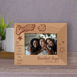 Hurray! You Are Finally 16 Years Old Personalized Wooden Frame-5" x 3 1/2" Brown Horizontal
