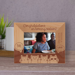 Congratulations On Turning Sixteen! Personalized Wooden Frame-5" x 3 1/2" Brown Horizontal