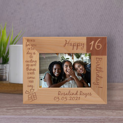 My Wish For You On This Day Is That Exciting And Happy Things Personalized Wooden Frame-5" x 3 1/2" Brown Horizontal