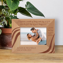 Happiness Consists Of Living Each Day As If It Were The First Day Of Your Honeymoon Personalized Wooden Frame-5" x 3 1/2" Brown Horizontal