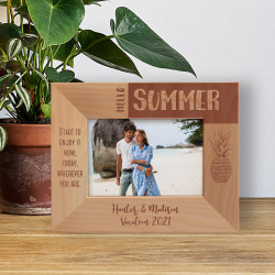 Hello Summer Start To Enjoy It Now Today Wherever You Are Personalized Wooden Frame-5" x 3 1/2" Brown Horizontal
