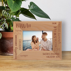 Hawaii Marvelous Summer Personalized Wooden Frame-5" x 3 1/2" Brown Horizontal