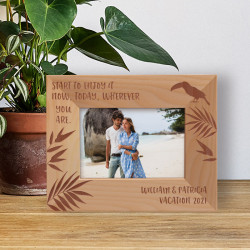 Start To Enjoy Now Today Wherever You Are Personalized Wooden Frame-5" x 3 1/2" Brown Horizontal