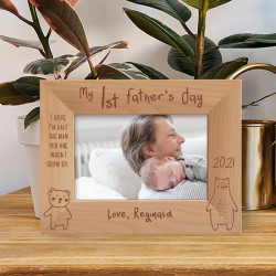 I Hope I'm Half The Man You Are When I Grow Up Personalized Wooden Frame-6" x 4" Brown Horizontal