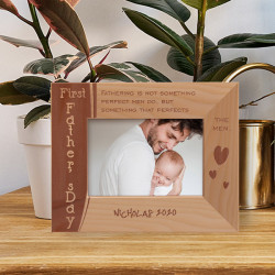 Fathering Is Not Something Perfect Men Do But Something That Perfects The Men Personalized Wooden Frame-5" x 3 1/2" Brown Horizontal