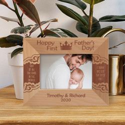 Out Of All The Dads In The World I Think We Got The Best One! Personalized Wooden Frame-5" x 3 1/2" Brown Horizontal