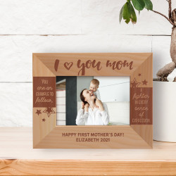 I Love You Mom You Are An Example To Follow Personalized Wooden Frame-5" x 3 1/2" Brown Horizontal