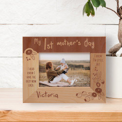 I Know I'm Little But I Also Know I Have The Best Mom Ever Personalized Wooden Frame-5" x 3 1/2" Brown Horizontal