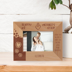 When You Became A Mom You Become Even More Beautiful Personalized Wooden Frame-5" x 3 1/2" Brown Horizontal