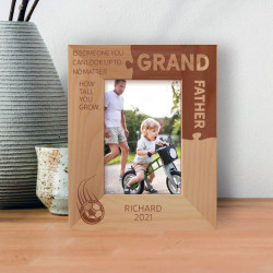 Grand Father Is Someone You Can Look Up To No Matter How Tall You Grow Personalized Wooden Frame 3 1/2" x 5" Brown (Vertical)
