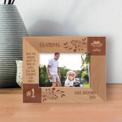 Grandpas Have This Amazing Ability To Make Us Laugh, Feel Safe & Always Feel Loved Personalized Wooden Frame-5" x 3 1/2" Brown Horizontal