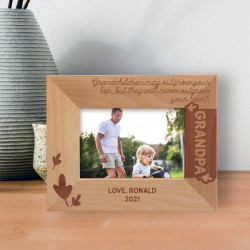 Grandchildren May outgrow Your Lap But They Will Never Outgrow Your Heart Personalized Wooden Frame-5" x 3 1/2" Brown Horizontal