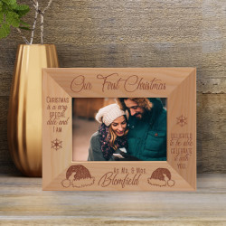 Christmas Is A Very Special Date Personalized Wooden Frame-5" x 3 1/2" Brown Horizontal