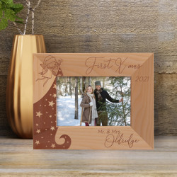 First X Mas Personalized Wooden Frame-5" x 3 1/2" Brown Horizontal