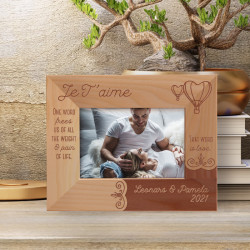 One Word Frees Us Of All The Weight & Pain Of Life That Word Is Love Personalized Wooden Frame-5" x 3 1/2" Brown Horizontal