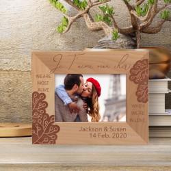 We Are Most Alive When We're In Love Personalized Wooden Frame-5" x 3 1/2" Brown Horizontal