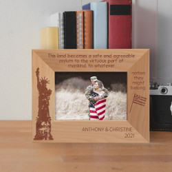 This Land Becomes A Safe And Agreeable Asylum To The Virtuous Part Of Mankind To Whatever Nation They Might Belong Personalized Wooden Frame-5" x 3 1/2" Brown Horizontal