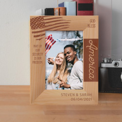 Part Of Our Security Is Our Freedom Personalized Wooden Frame 4" x 6" Brown (Vertical)