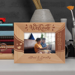 Welcome Home Personalized Wooden Frame-5" x 3 1/2" Brown Horizontal