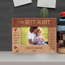 Only An Aunt Can Give Hugs Like A Mother Keep Secrets Like A Sister & Share Love Like A Friend Personalized Wooden Frame-5" x 3 1/2" Brown Horizontal