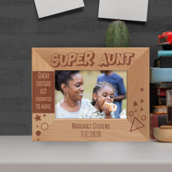 Great Sisters Get Promoted To Aunt Personalized Wooden Frame-5" x 3 1/2" Brown Horizontal