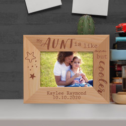 My Aunt Is Like Mom But Cooler Personalized Wooden Frame-5" x 3 1/2" Brown Horizontal