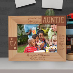You're An Amazing Auntie Great Sisters Get Promoted To Aunt Personalized Wooden Frame-7" x 5" Brown Horizontal