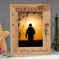 In Loving Memory of Our Hero Personalized Wooden Picture Frame 5" x 7" Finished (Frames)