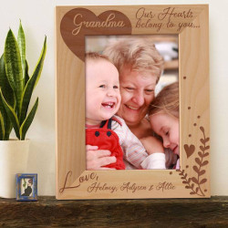  Grandma Our Hearts Belong to You Personalized Wooden Picture Frame 5" x 7" Finished