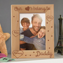 Our Hearts Belong to Daddy Personalized Wooden Picture Frame 5" x 7" Finished