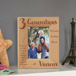 3 Generations of Sons Personalized Wooden Picture Frame 3 1/2" x 5" Finished