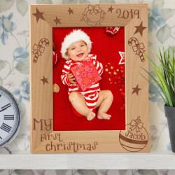 My First Christmas Personalized Wooden Picture Frame 5" x 7" Finished