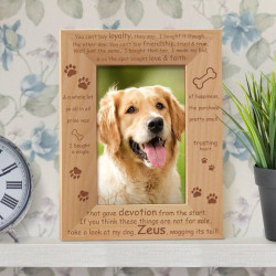 A Dog’s Loyalty Personalized Wooden Picture Frame 4" x 6" Finished