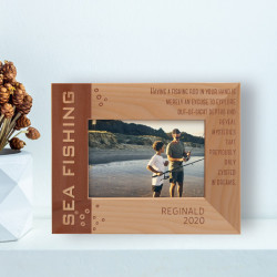 Having A Fishing Rod In Your Hand Personalized Wooden Frame-5" x 3 1/2" Brown Horizontal