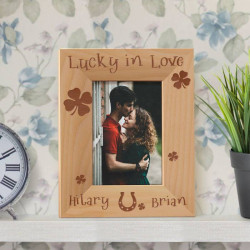 Lucky in Love Personalized Wooden Picture Frame 3 1/2" x 5" Finished