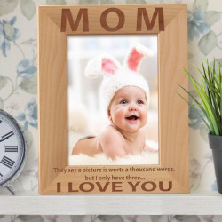 Mom I love You Personalized Wooden Picture Frame 5" x 7" Finished