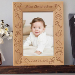 Baby's Name and Birthdate Personalized Wooden Picture Frame 5" x 7" Finished (Frames)