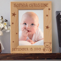 Baby's Name and Birthdate Personalized Wooden Picture Frame 5" x 7" Finished (Frames)