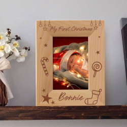 My First Christmas Personalized Wooden Picture Frame 3 1/2" x 5" Finished (Frames)