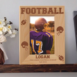 Football Personalized Wooden Picture Frame 4" x 6" Finished (Frames)